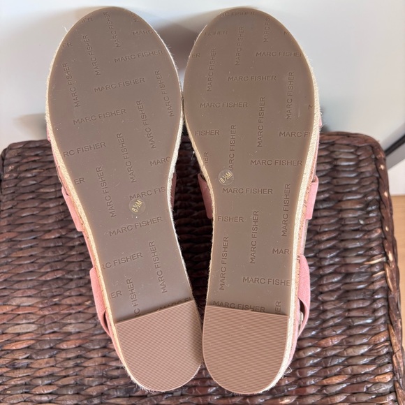 Final sale New Marc Fisher Fayme real Suede Pink Wedge Sandals size 8.5 - Picture 12 of 14